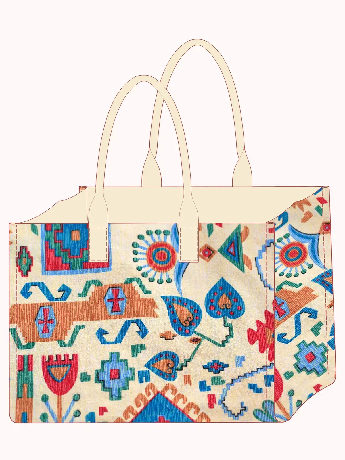 ancea-paris-lotti-kit-cabas-tissu-ethnique-cru image 1